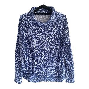 Tommy Bahama Island Zone Blue Top Womens XS Long Sleeves Turtle High Cowl Neck